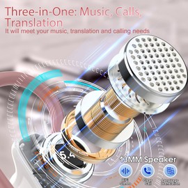 OYIB AI Language Translation Earbuds Real Time, 3-in-1 Translator Earbuds with 6 Translation Modes/164 Language, 50H Bluetooth 5.4 Headphones Translating Device for Travel/Business//Leaning, Rose