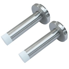 AKVIBG 2Pack Door Stopper, 3.5 Inch Sound Dampening Door Stopper, 304 Stainless Steel, Rubber Tips Door Stop for Home/Office, Brushed & White Tip