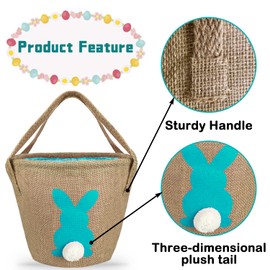 Partywind Easter Baskets for Kids Egg Hunt, Small Easter Bunny Basket Bags for Kids Empty, Cute Easter Gift Bags with Handle for Boys and Girls, Easter Party Supplies Favors (Blue)