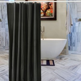 WedDecor Shower Curtains Mould Proof Resistant, Waterproof PEVA Shower Curtain Heavy Duty Bathroom Curtains, With White 12 Plastic Hooks, 180cm x 180cm, Black