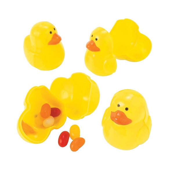 Fun Express - Duck Easter Egg for Easter - Party Supplies - Containers & Boxes - Plastic Containers - Easter - 12 Pieces