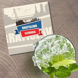 Unbranded Bratislava Slovakia Travel 4'' X 4'' Square Wooden Coaster