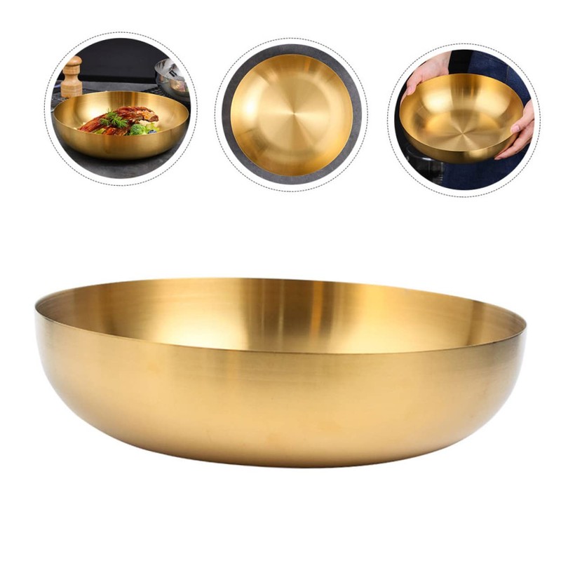 KICHOUSE Elegant 304 Stainless Steel Salad Bowl Mix Serve Fruit