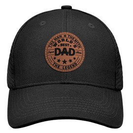Dad Hats,World's Best Dad Gifts from Kids, for Dad,Birthday Gifts for Dad,New Dad Gifts,First Time Daddy Gifts,Fathers to Be Gifts,Leather Patch Baseball Caps Black Trucker Hat, Best Dad Ever, One