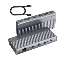 Docking Station, USB C Docking Station(13-in-1) Support Dual/Triple Display with Dual HDMI, DP, VGA, 100W PD, Gigabit Ethernet, 4USB, SD/TF Card Reader, 3.5mm Audio Multi-Port for Laptop and More