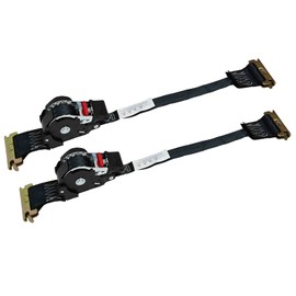 Mytee Products 1'' x 12' Retractable Ratchet Straps for E-Track - Auto Retract Tie Down Straps with 500 lbs WLL - Self Ratcheting Strap for Boat, Jet Ski, ATVs, Bikes (2 Pack)