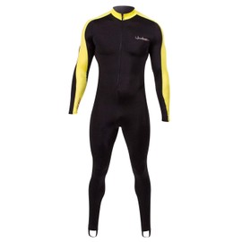 Henderson Lycra Printed Unisex Adults Jumpsuit Scuba Diving Wetsuit-Black / Yellow-XXLarge