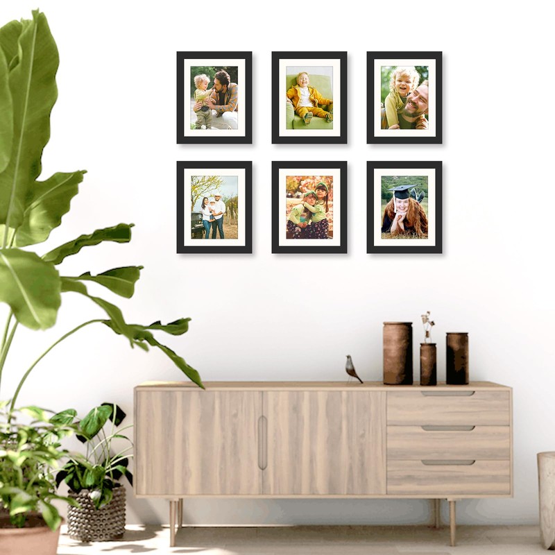 SNXJWA Black 8x10 Picture Frame with Mat for 6x8 Display,