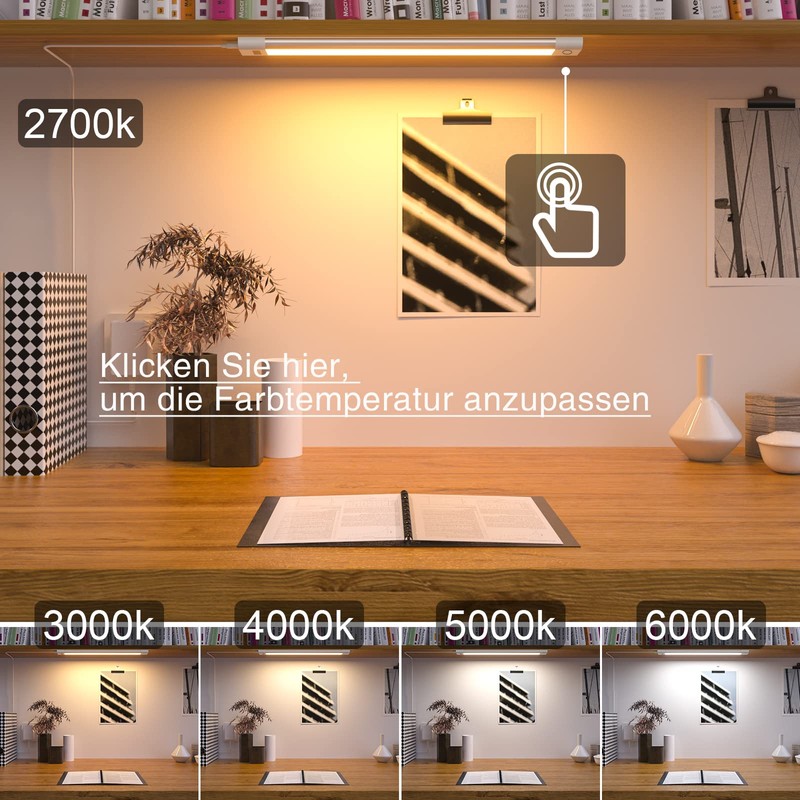 WOBANE Under-Unit Light Kitchen LED Dimmable, 5 Light Colours, Bright