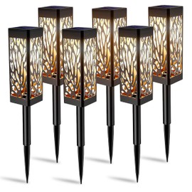 LED-Solarleuchten für den Garten, wasserdicht, IP65, mit automatischem Sensor, dekorativ für Wege, Hof oder Rasen, warmweißes Licht, 100.000 Stunden Lebensdauer, 6 Stück