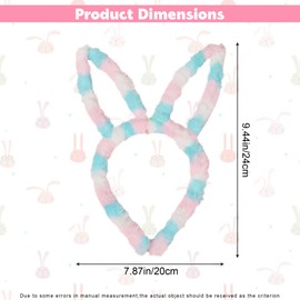 JazSwirl Bunny Ears Headbands, Pink Blue Bunny Hairbands (Pink Blue-Hollow, M)