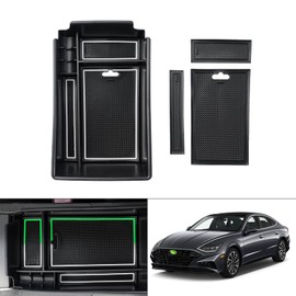 Autorder Center Console Organizer for 2020 2021 2022 2023 Hyundai Sonata Accessories Armrest Storage Box Secondary Insert Tray with 2 Color Mats
