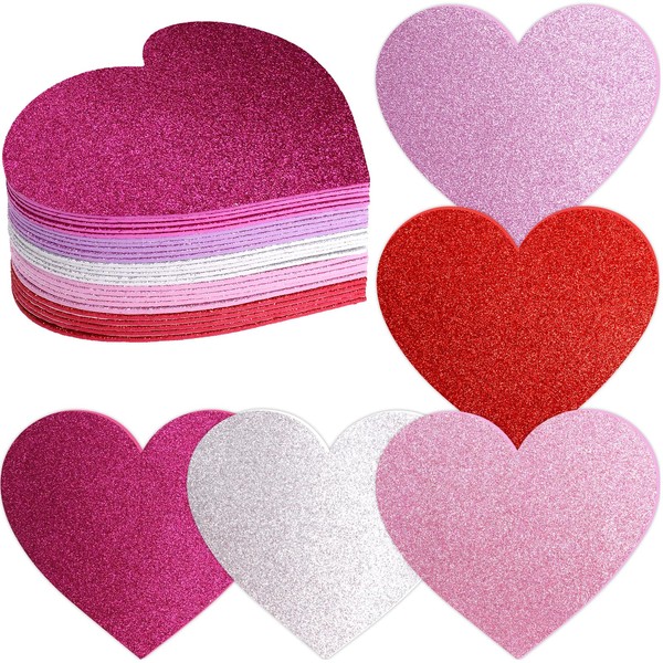 Valentines Day Heart Foam Stickers Large Glitter Heart Shaped Sticker