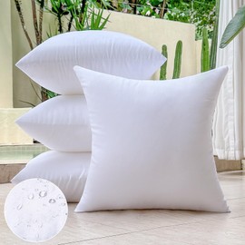 OTPIPCS 18 x 18 Outdoor Pillow Inserts Set of 4 Square Throw Pillow Inserts Waterproof for Couch Porch Outside Patio Furniture Decorative Pillows Medium White Sofa Cushion Stuffer