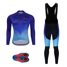 MOXILYN - Conjunto de playera de ciclismo de secado rápido para hombre, playera de bicicleta de carretera + pantalones con babero con acolchado de gel 9D MTB para montar, Juego A13s, Large