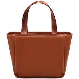 Bolsa de Almuerzo para Mujeres, Fiambrera Aislante Reutilizable de 9.5 Litros para Mujer,Lonchera Termica de Cuero pu Lmpermeable a Prueba de Fugas,con Compartimentos (Marrón)