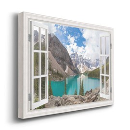 Renditions Gallery Nature Canvas Wall Art Paintings & Prints Artwork Serene Snow Mountain Valley Modern Glam Window View Romantic Wall Hanging for Bedroom Office Kitchen - 12"x18" LT21