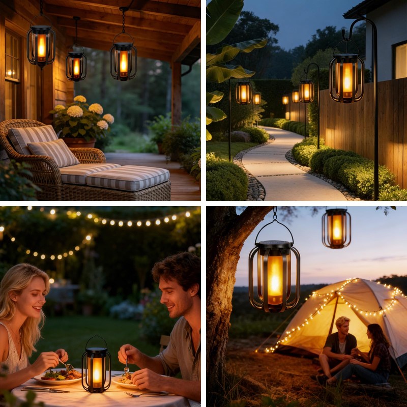 (New) 2 Pack Solar Lanterns Lights, Solar Lights Outdoor with