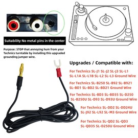 Komitasui Phonograph Turntable Ground Wire for Technics SL-B92 B250 SL-J1 J2 J3 SL-L3 Magnetic Cartridge Turntables, 5-ft Technic