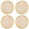 Lilly Pulitzer Gold and Raffia Coasters for Drinks with Holder,