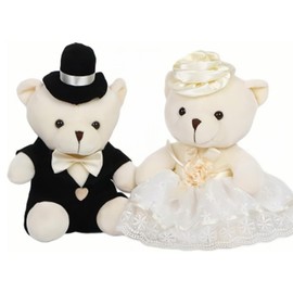 KFSCIP A Pair Teddy Bear Couple Set, 20cm Teddy Bear, Soft and Comfortable,Romantic Gifts for Wedding Gifts for Bride and Groom for Love Expressions, Home Decor,Decorative Plush Toys (Beige)