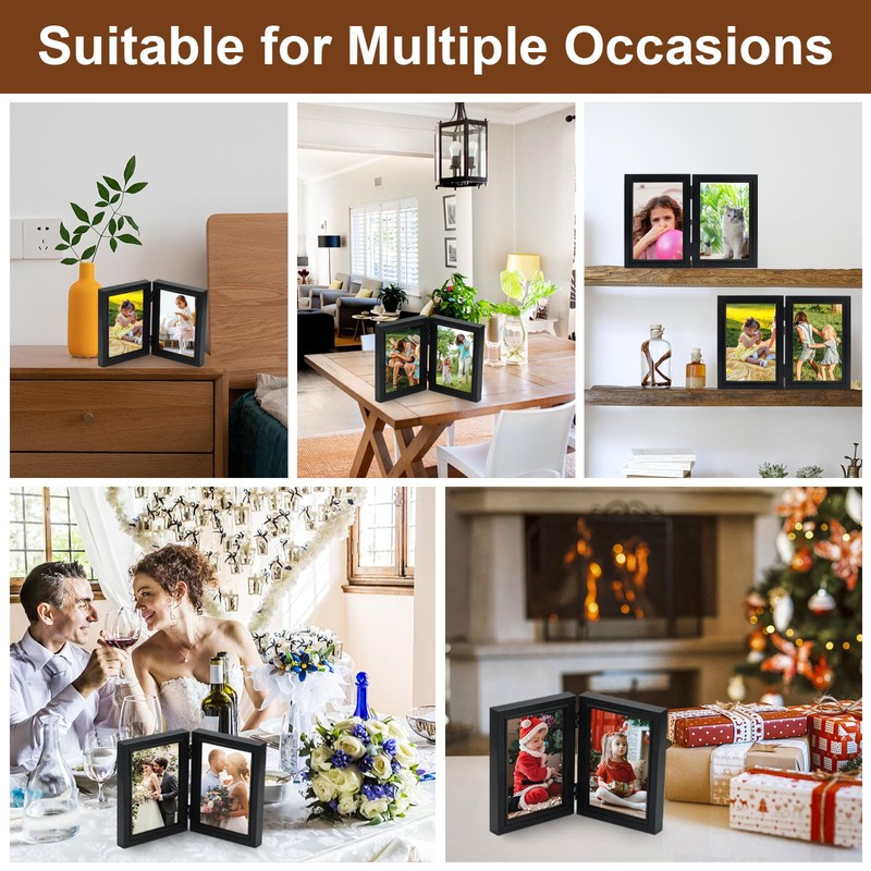 TESSTSY Double Picture Frame Foldable 2 Photos 10 x 15
