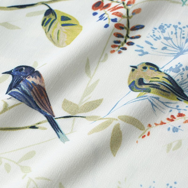 VOGOL Tie Up Blue Bird Kitchen Curtains, Floral Printed Pattern