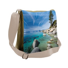 Ambesonne Nature Messenger Bag, Coastal Tropical Tahoe, Unisex Cross-body