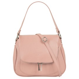 Samantha Look Women's Genuine Leather Shoulder Bag, Made in Italy, Business Crossbody Elegant Handbag with Expandable Compartment, 021680, pink, Unit size