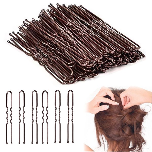 50 Pieces U-Shape Hair Clips for Women, for Girls, Women, Washing Makeup and Styling Hair, Brown