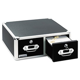 Vaultz - Vaultz Locking 6 X 4 Two-Drawer Index Card Box 3000-Card Capacity Black "Product Category: Desk Accessories & Workspace Organizers/Card Files Holders & Racks"