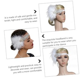 Baluue Feather Headband Forehead Headwear Elegant Headdress Women's Hairband for Curly Thick Hair