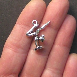 Unbranded 4 Gymnastics Charms Antique Silver Tone Gymnast on Balance Beam 3D - SC1355