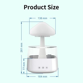Metahoga Rain Cloud Humidifier Water Drip, Mushroom Diffuser, Cloud Humidifier Rain Drop, Rain Sounds for Sleeping, Rain Cloud Diffuser