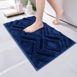 Leaintexbazh Bath Mat & Bathroom-Rugs 24x16, Ultra Soft Machine Washable Microfiber Bath Mat, Absorbent Quick Dry Non Slip Rug for Bathroom Floor, Tub and Shower, Navy