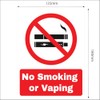 Pack of 5 - No Smoking or Vaping Stickers |
