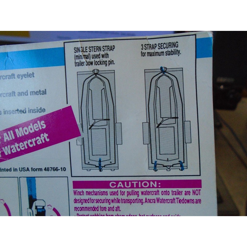 ANCRA Watercraft Universal Bow/Stern Tie-Downs Black With Hooks