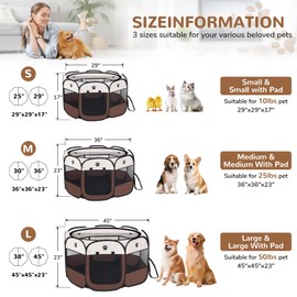 FURNEST FurNest Pop-up Playpen for Puppy, Portable and Foldable Exercise Kennel Tent Crate Indoor/Outdoor Travel Camping, Removable Zipper Top