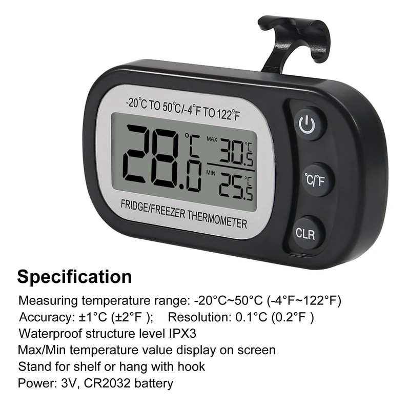 AITRIP 2 Pack Refrigerator Thermometer, Digital Freezer/Fridge Thermometer with Hook