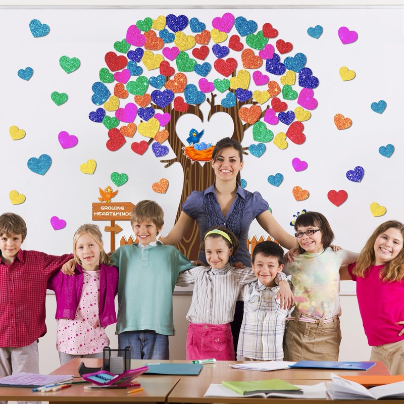 MORENKISS Classroom Tree Bulletin Board Decorations Set Swaying Heart Tree