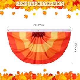 Remagr 2 Pcs Fall Bunting Thanksgiving Fan Flag, 3 Grommets Autumn Pleated Fan Banner for Outside House Yard Backdrop Supplies Indoor Outdoor Hanging Decorations (1.5 x 3 Ft)