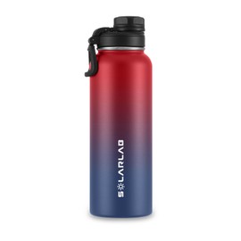 SOLARLAB Stainless Steel Water Bottle - Thermal Flask Insulated Flask Thermos Flask 1 Litre for Hot and Cold Drinks, for Outdoor and Sports (Red + Dark Blue, 1.2 L)