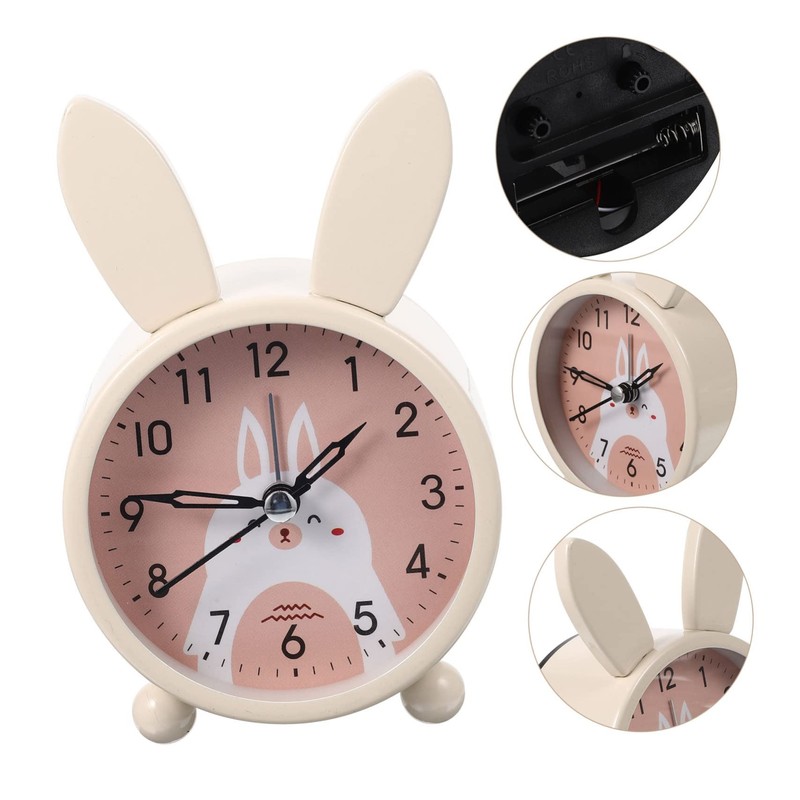 ULTECHNOVO Adorable Luminous Rabbit Shape Clock Silent Desktop Decorative Alarm