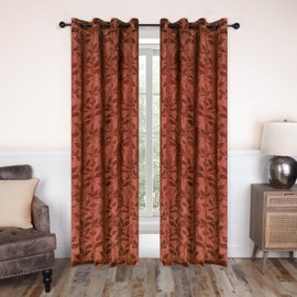 Superior Blackout Curtains, Room Darkening Window Accent for Bedroom, Sun Blocking, Thermal, Modern Bohemian Curtains, Leaves Collection, Set of 2 Panels, Rod Pocket - 52 in x 96 in, Antique Copper