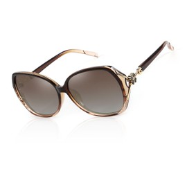 FEISEDY B1085 Women's Polarized Sunglasses, UV400, UV Protection, Oval Shape, Round Shape, Cat Eye, Lightweight, Large, Big Frame, Stylish, Sports, Shopping, Driving, Braun