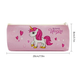 CHEERYMAGIC PU Pencil Case, Unicorn Pencil Case Unicorn Zipper Pen Pouch Holder Stationery Organizer Girls Cosmetic Pouch Bag for Birthday Gift, School Home Use A4DJSBD (Pink)