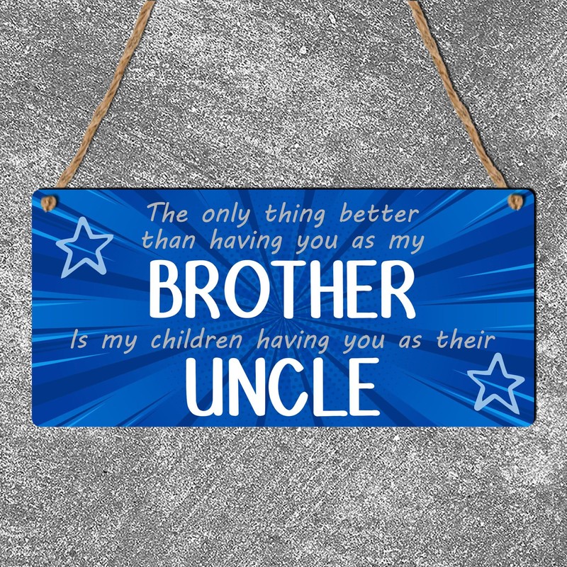 Pixie's Gifts Best Brother Uncle Birthday Gift Wooden Blue Plaque
