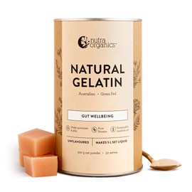 Nutra Organics Natural Gelatin Unflavoured 500g | Pure Collagen Protein with Key Amino Acids | Ideal for making Gummies+Jellies (50 Serves)