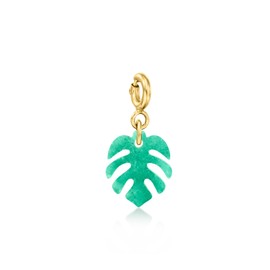 Ross-Simons 1.80 Carat Emerald Palm Tree Leaf Charm in 18kt Gold Over Sterling