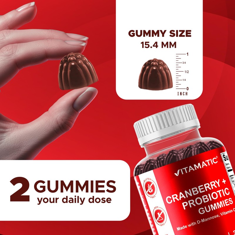 Vitamatic Vegan Cranberry Gummies with D-Mannose, Probiotics & Vitamin C